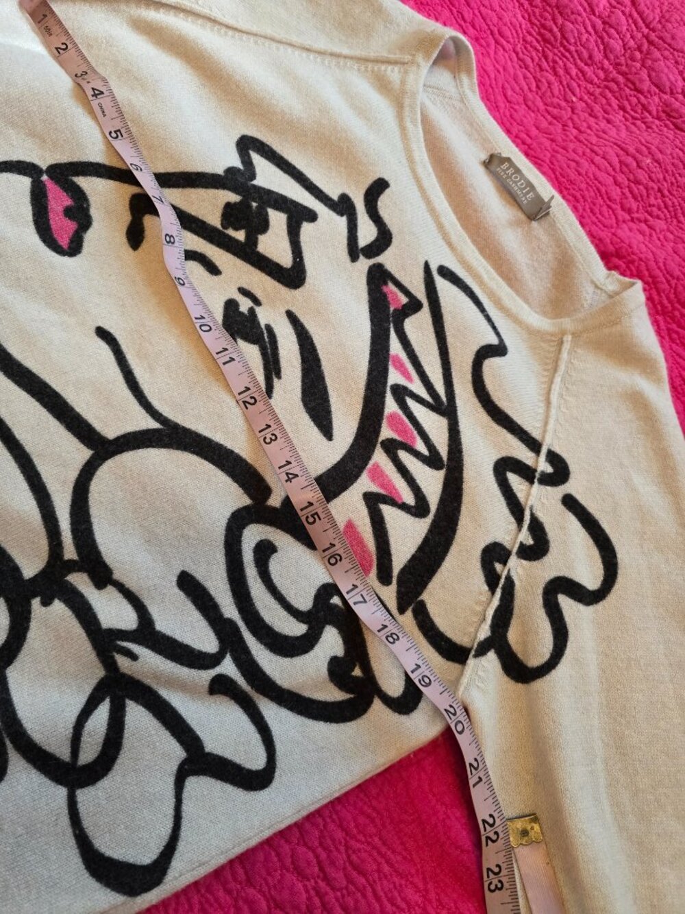 Brodie Fine Cashmere Silver Graphic Crew Neck Sweater Small - Picture 8 of 9